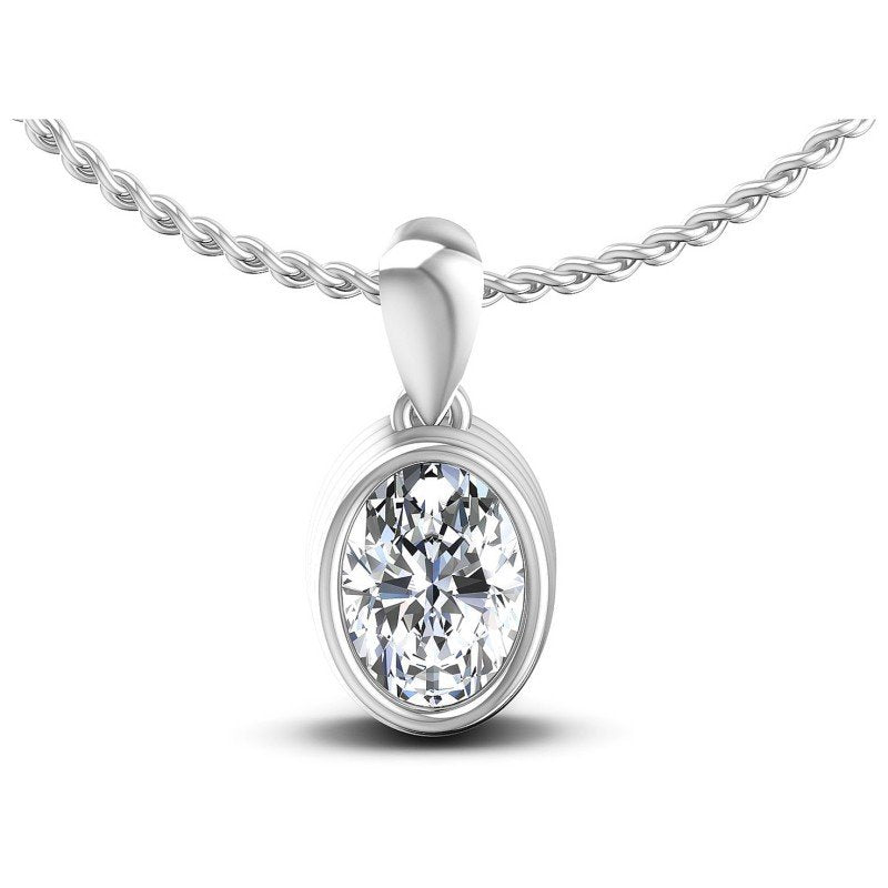 Oval Diamonds 0.35CT Solitaire Pendant in 14KT White Gold