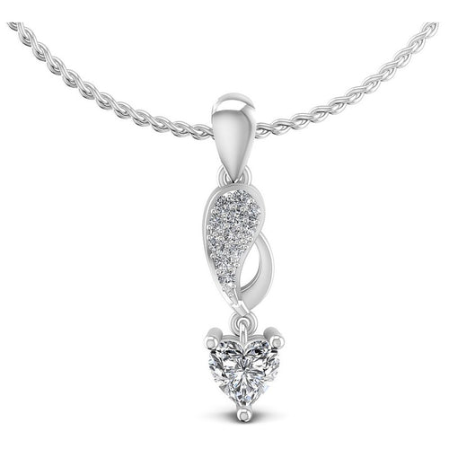 Round and Heart Diamonds 0.55CT Fashion Pendant in 14KT White Gold