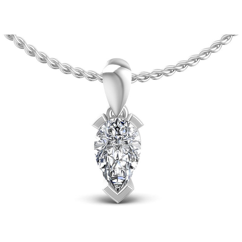 Pear Diamonds 0.35CT Solitaire Pendant in 14KT White Gold