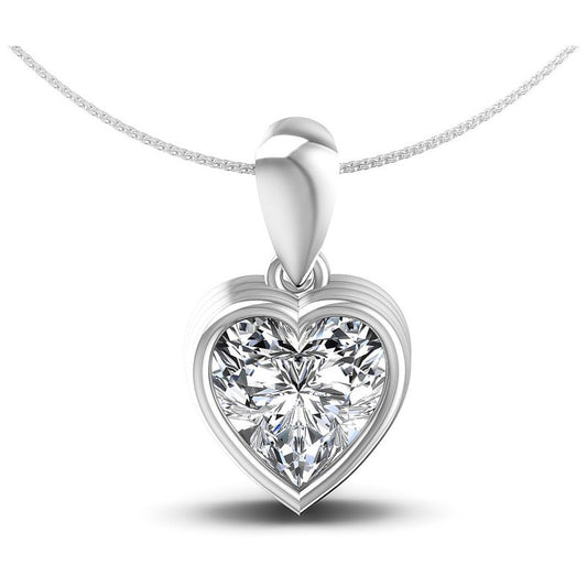 Heart Diamonds 0.35CT Solitaire Pendant in 14KT White Gold