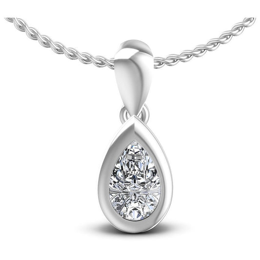 Pear Diamonds 0.35CT Solitaire Pendant in 14KT White Gold