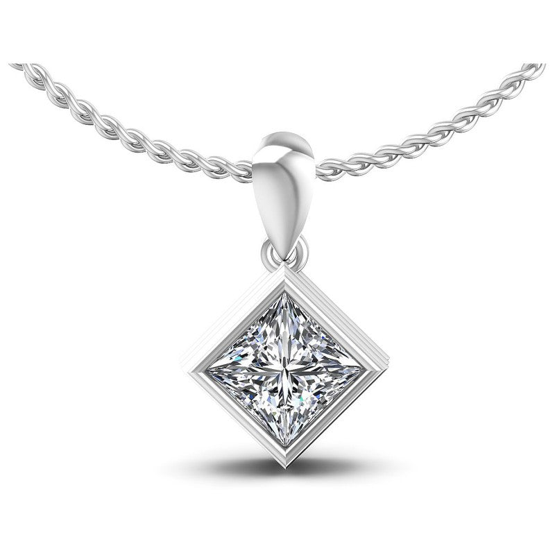 Princess Diamonds 0.35CT Solitaire Pendant in 14KT White Gold