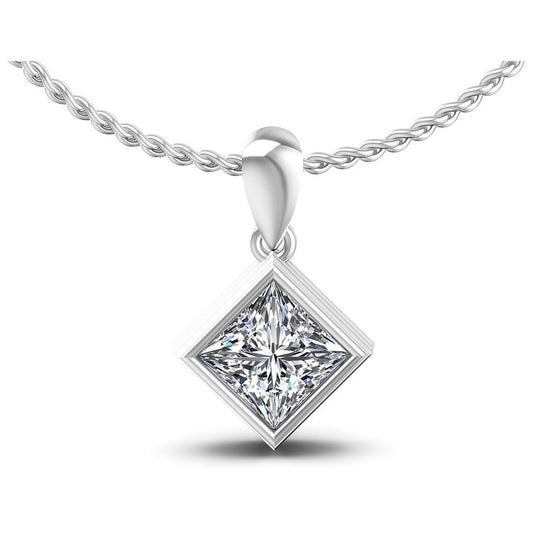 Princess Diamonds 0.35CT Solitaire Pendant in 14KT White Gold