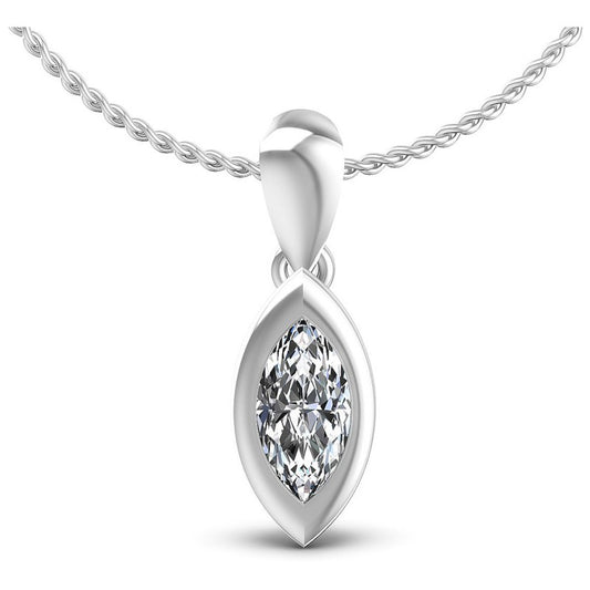 Marquise Diamonds 0.35CT Solitaire Pendant in 14KT White Gold