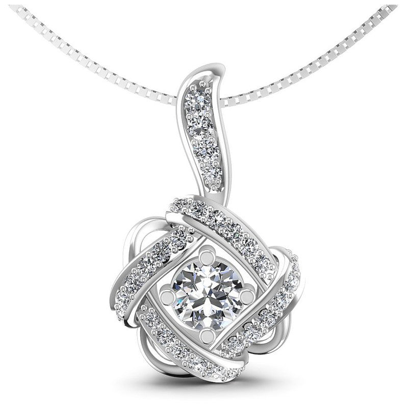 Round Diamonds 0.95CT Fashion Pendant in 14KT White Gold