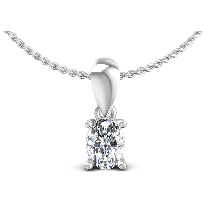 Oval Diamonds 0.35CT Solitaire Pendant in 14KT White Gold