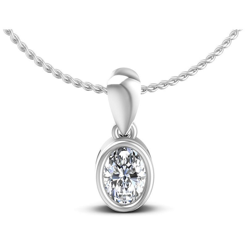 Oval Diamonds 0.35CT Solitaire Pendant in 14KT White Gold