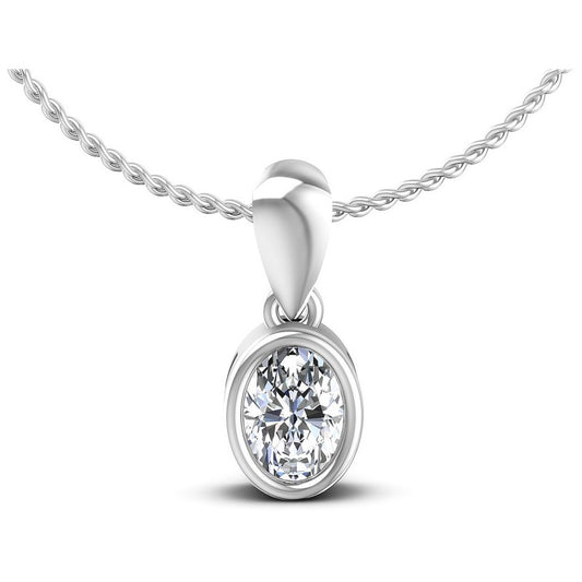 Oval Diamonds 0.35CT Solitaire Pendant in 14KT White Gold