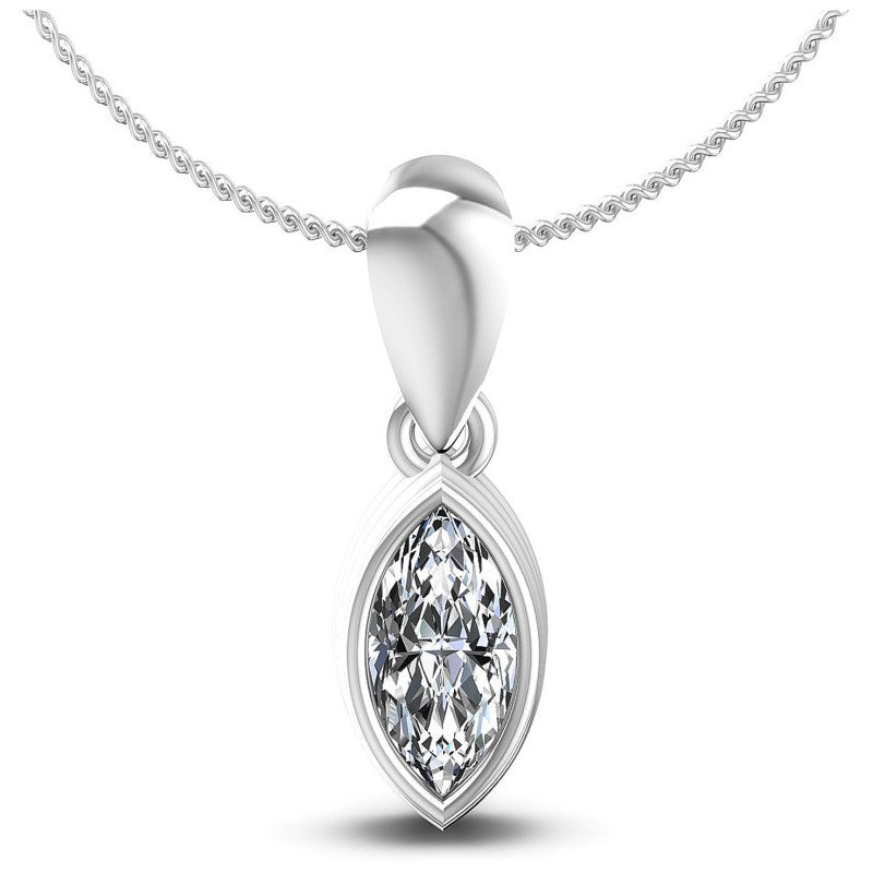 Marquise Diamonds 0.35CT Solitaire Pendant in 14KT White Gold