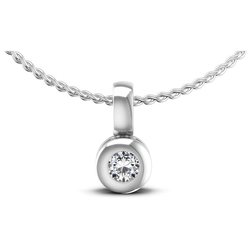 Round Diamonds 0.20CT Solitaire Pendant in 14KT White Gold