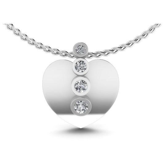 Round Diamonds 0.20CT Heart Pendant in 14KT White Gold