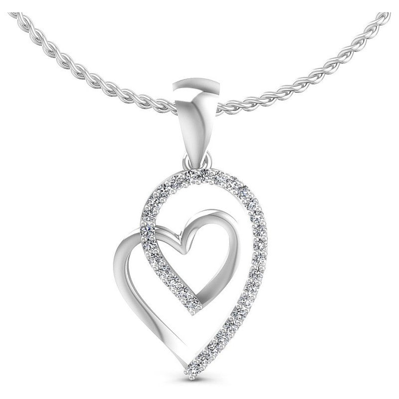 Round Diamonds 0.20CT Heart Pendant in 14KT White Gold