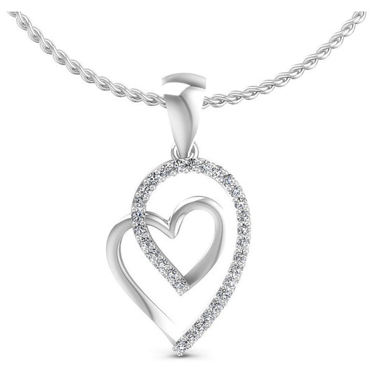 Round Diamonds 0.20CT Heart Pendant in 14KT White Gold