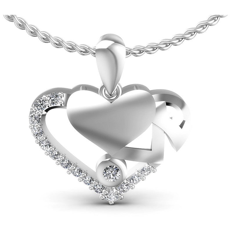 Round Diamonds 0.25CT Heart Pendant in 14KT White Gold