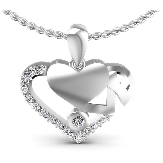 Round Diamonds 0.25CT Heart Pendant in 14KT White Gold