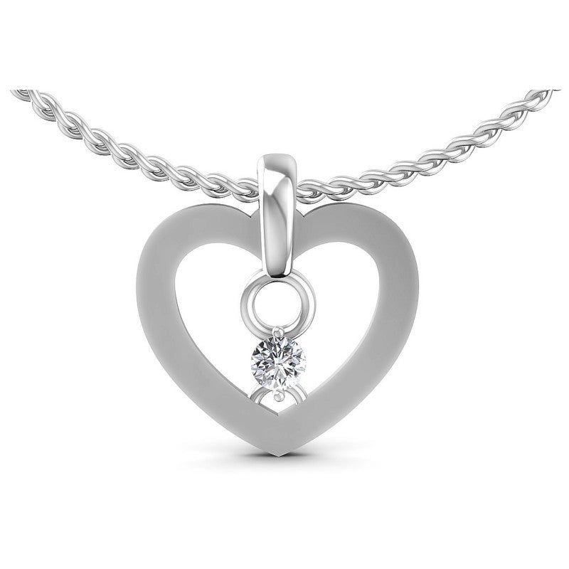 Round Diamonds 0.10CT Heart Pendant in 14KT White Gold