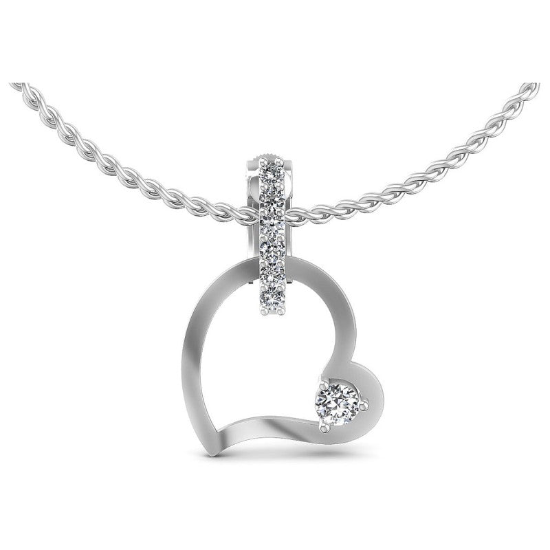 Round Diamonds 0.20CT Heart Pendant in 14KT White Gold