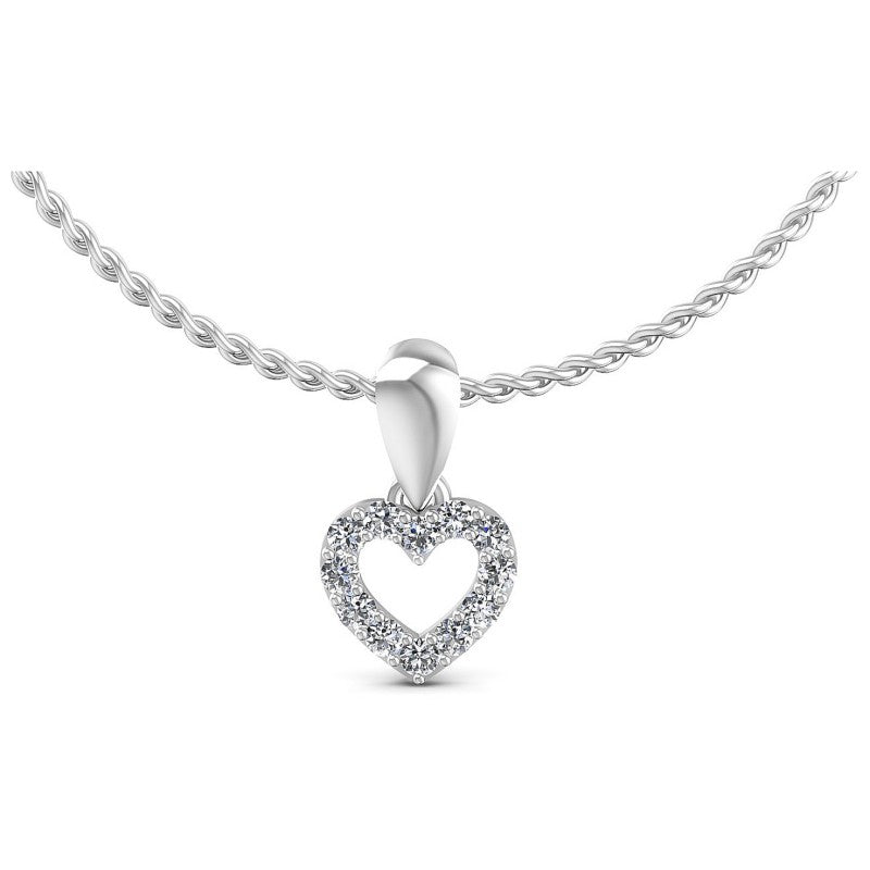 Round Diamonds 0.15CT Heart Pendant in 14KT White Gold