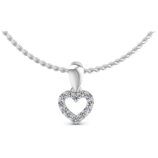 Round Diamonds 0.15CT Heart Pendant in 14KT White Gold