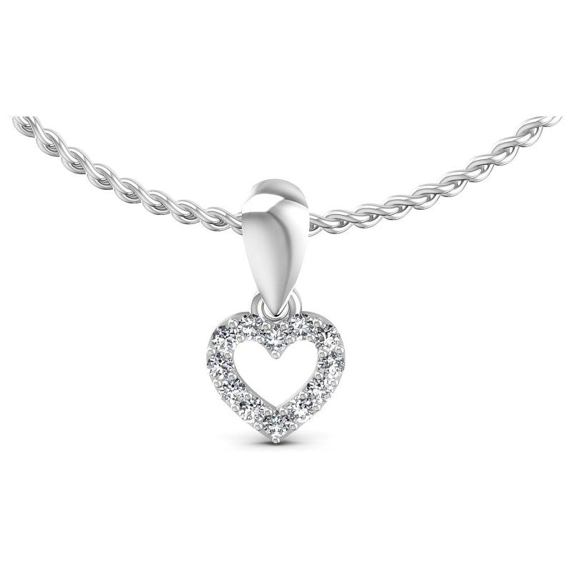 Round Diamonds 0.10CT Heart Pendant in 14KT White Gold