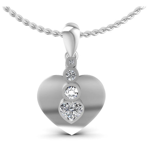 Round and Heart Diamonds 0.45CT Heart Pendant in 14KT White Gold