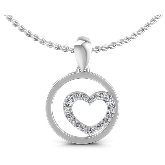 Round Diamonds 0.20CT Heart Pendant in 14KT White Gold