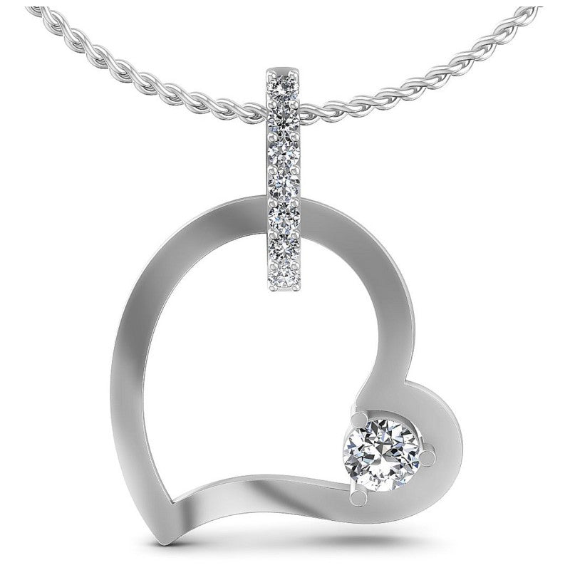 Round Diamonds 0.40CT Heart Pendant in 14KT White Gold