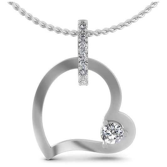 Round Diamonds 0.40CT Heart Pendant in 14KT White Gold