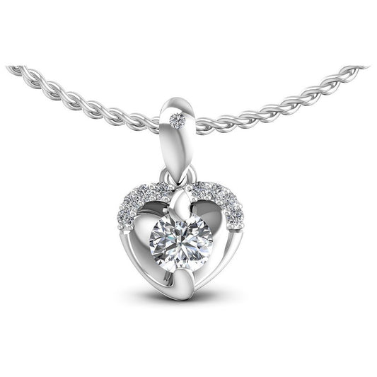 Round Diamonds 0.35CT Heart Pendant in 14KT White Gold