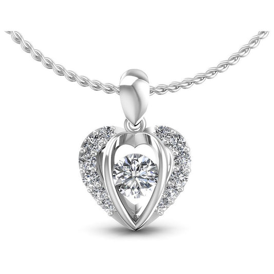 Round Diamonds 0.70CT Heart Pendant in 14KT White Gold