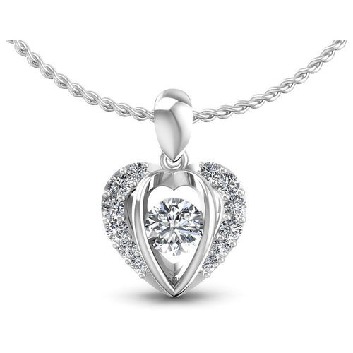 Round Diamonds 0.70CT Heart Pendant in 14KT White Gold