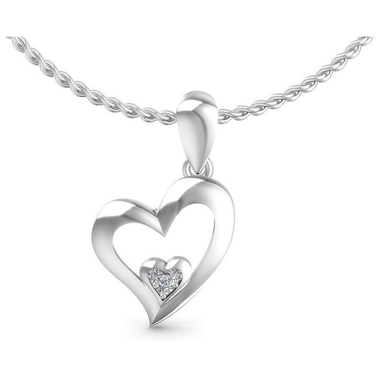 Round Diamonds 0.05CT Heart Pendant in 14KT White Gold