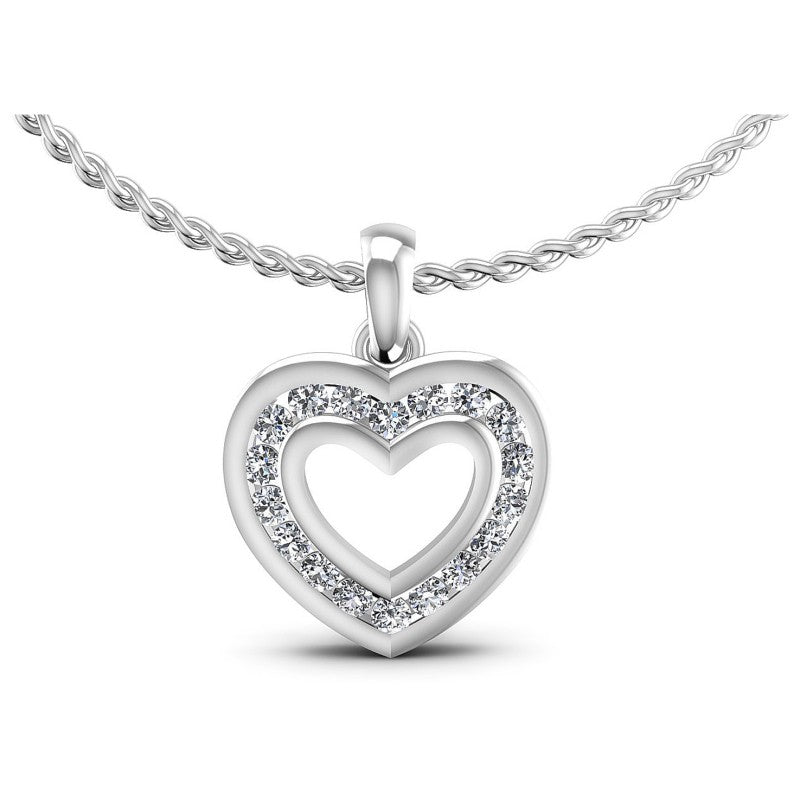 Round Diamonds 0.20CT Heart Pendant in 14KT White Gold