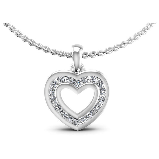 Round Diamonds 0.20CT Heart Pendant in 14KT White Gold