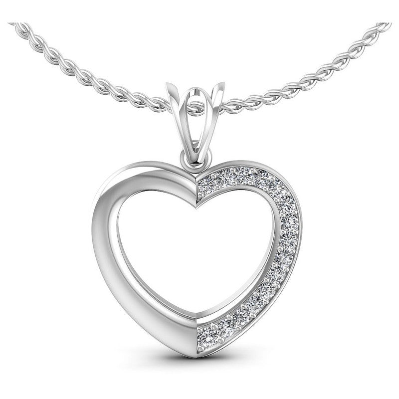 Round Diamonds 0.25CT Heart Pendant in 14KT White Gold