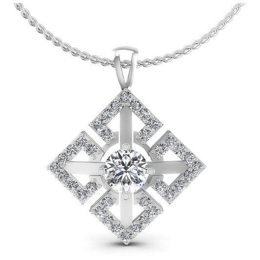 Round Diamonds 1.55CT Fashion Pendant in 14KT White Gold