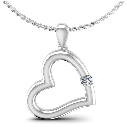 Round Diamonds 0.10CT Heart Pendant in 14KT White Gold