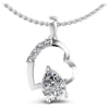 Round and Pear Diamonds 1.00CT Heart Pendant in 14KT White Gold
