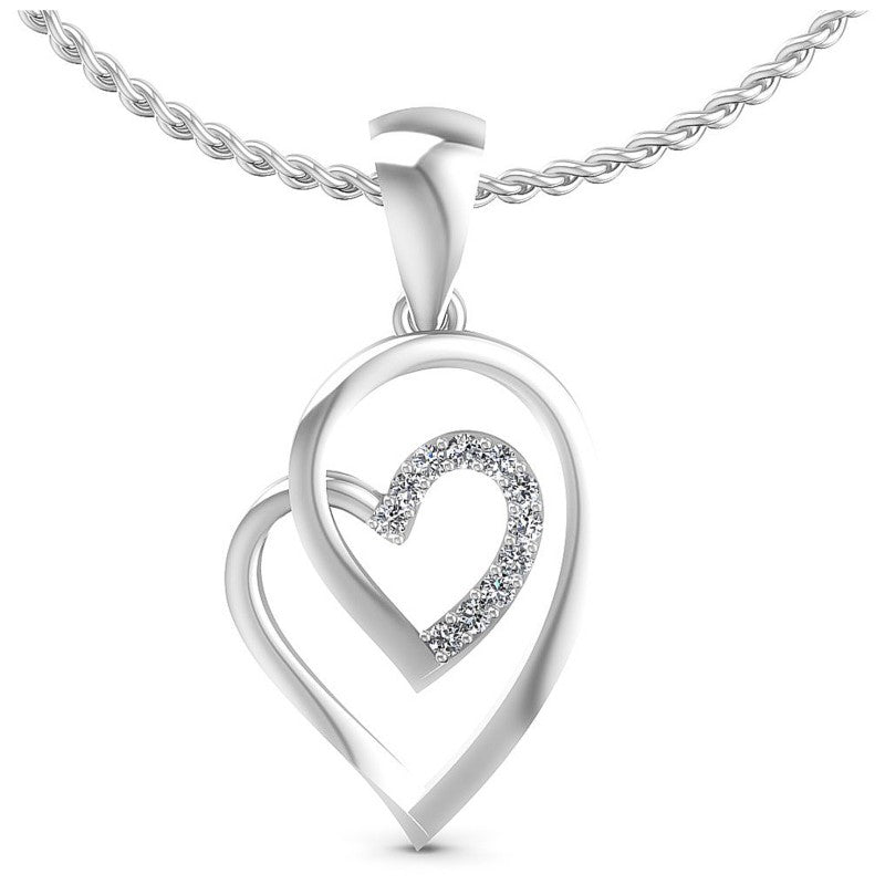 Round Diamonds 0.10CT Heart Pendant in 14KT White Gold