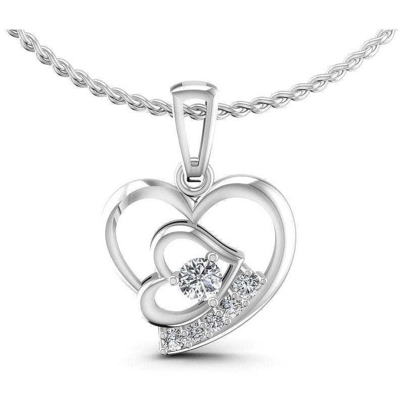 Round Diamonds 0.25CT Heart Pendant in 14KT White Gold