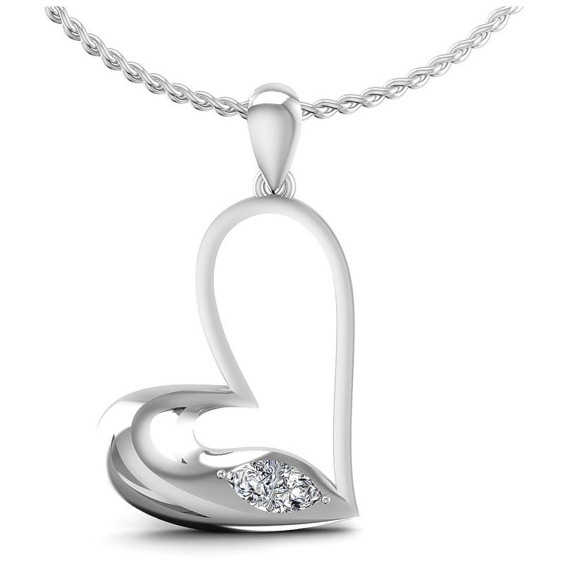Marquise Diamonds 0.20CT Heart Pendant in 14KT White Gold