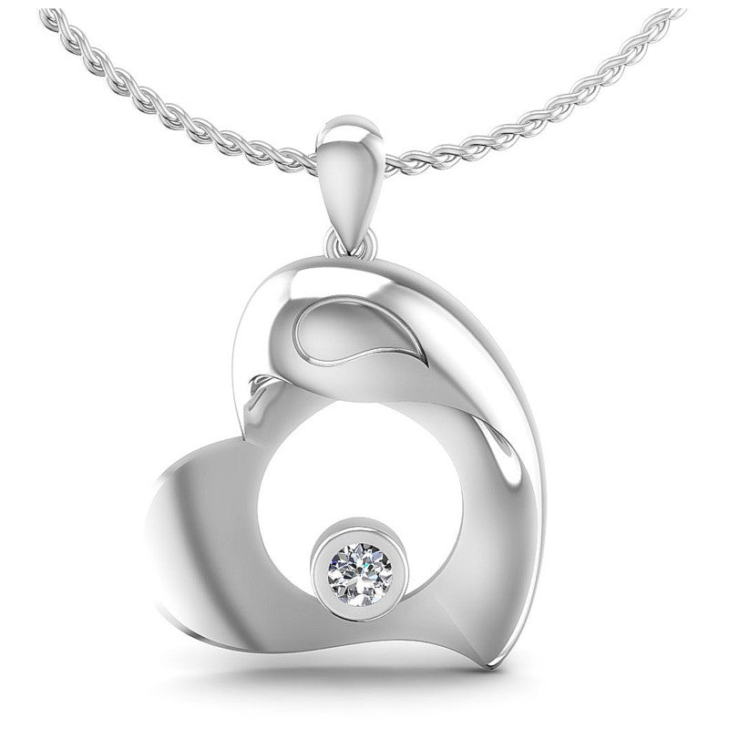Round Diamonds 0.10CT Heart Pendant in 14KT White Gold