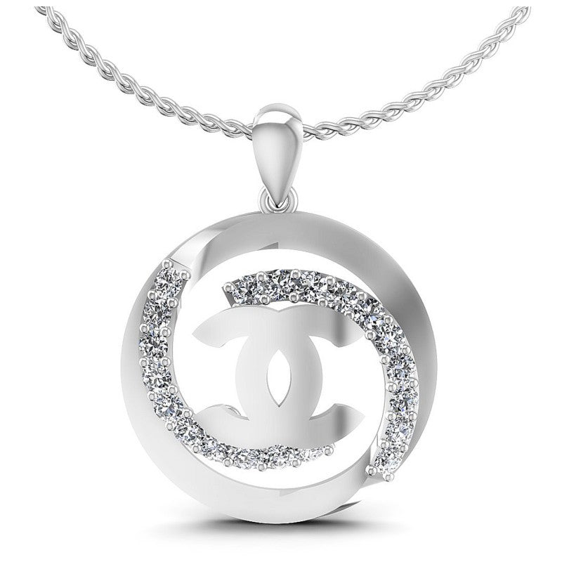 Round Diamonds 0.55CT Fashion Pendant in 14KT White Gold