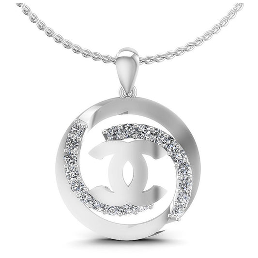 Round Diamonds 0.55CT Fashion Pendant in 14KT White Gold