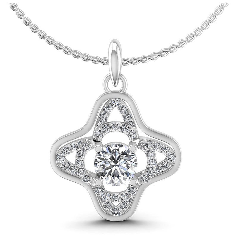 Round Diamonds 1.20CT Fashion Pendant in 14KT White Gold