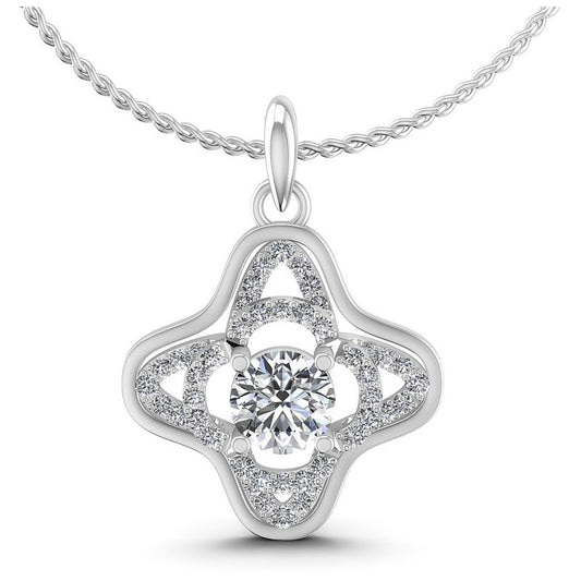 Round Diamonds 1.20CT Fashion Pendant in 14KT White Gold