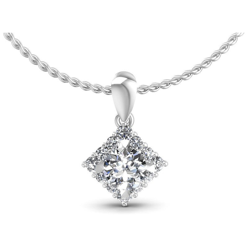Round Diamonds 0.55CT Halo Pendant in 14KT White Gold
