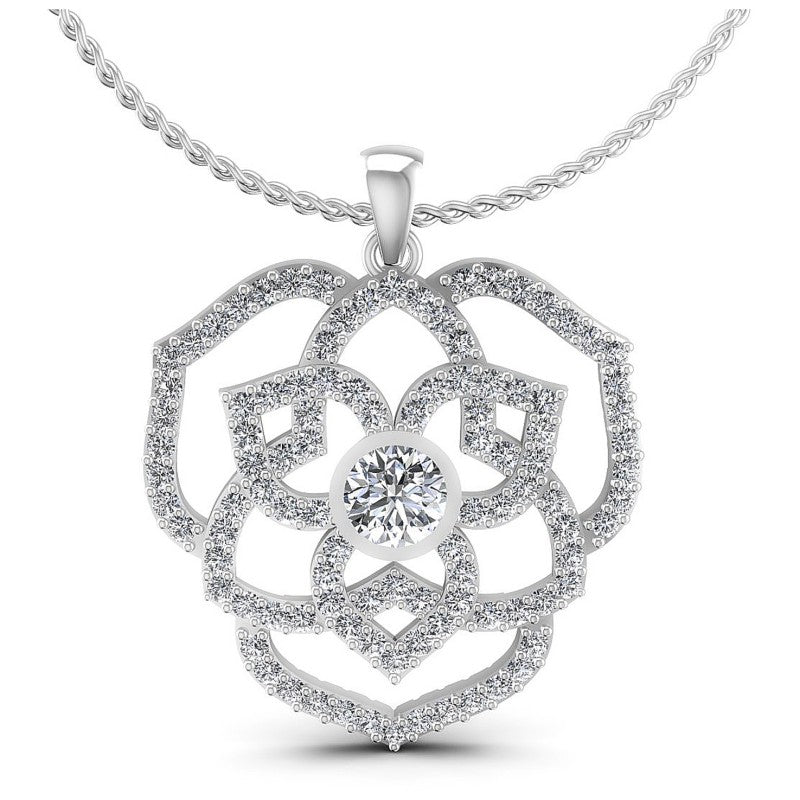 Round Diamonds 1.55CT Fashion Pendant in 14KT White Gold