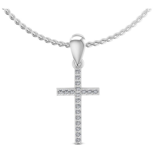 Round Diamonds 0.15CT Religious Pendant in 14KT White Gold