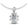 Round And Oval Cut Diamonds Fashion Pendant in 14KT White Gold